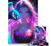 Peacock Glow Jigsaw Puzzles for Adults 1000 Piece Reason Skill Toy Anxiety Relief Exact Cut Elegant Gift (38x26cm)