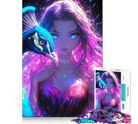 Peacock Glow Teenagers Puzzles 1000 Piece Jigsaws Brain Workout Toy Soothing Fun Art Assembly Art Collectible (50x75cm)