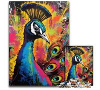 Peacock Graffiti Painting 1000 Piece Jigsaw Puzzle Difficult Puzzles for Adults for Teenagers, Family Game Night, Brain-Challenging Gift Idea 50x75CM/19.68x29.52inch
