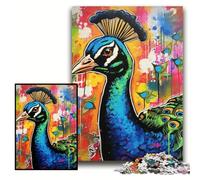 Peacock Graffiti Painting Jigsaw Puzzles 1000 Pieces for Adults Puzzles for Adults Family Activity, DIY Home Decor, Size 50x75cm