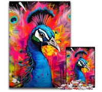 Peacock Graffiti Painting Jigsaws 1000 Pieces for Adults cardboard Jigsaw Puzzles Ideal for Teenagers & Collectors, Travel Gift, Family Activity 26X38CM/10.23x14.96inch