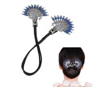 Peacock Hair Bun Maker, Peacock Display Angel Wings Elegant Hair Bun Maker, Rhinestone Peacock Display Hair Bun Elegant Twist Hairpin, Peacock Design Hair Bun Maker Twister for Women (Blue1 1pcs)