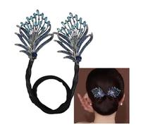 Peacock Hair Bun Maker, Rhinestone Flower Hairstyle Shaper Accessories for Women, Hair Piece Twister, Curler, Hair Pins for Effortless Updos for Long Thick Hair
