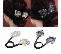 Peacock Hair Bun Maker, Rhinestone Flower Hairstyle Shaper Accessories for Women, Hair Piece Twister, Curler, Hair Pins for Effortless Updos for Long Thick Hair