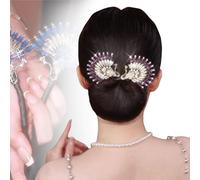 Peacock Hair Curler Hairpin, Peacock Hair Accessories Wings Elegant Hair Bun Maker, Elegant Twist Hairpin For Long Thick Hair,Tool To Fix The Ball Head (D, Medium)