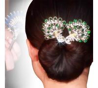 Peacock Hair Curler Hairpin, Peacock Hair Accessories Wings Elegant Hair Bun Maker, Elegant Twist Hairpin For Long Thick Hair,Tool To Fix The Ball Head (F, Medium)