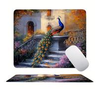 Peacock Houses Mouse Mat 20 x 15 cm Ultra Thin, with Stitched Edges Office Mouse Pad, Non-Slip Rubber Base, Waterproof & Washable, Desk Accessories, Aesthetic Design Mousepad 200x150mm s0z-414