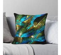 Peacock Impressions Square Pillowcase Polyester Linen Velvet Pattern Zip Decor Room Cushion Cover