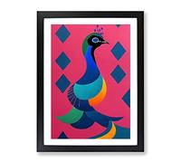 Peacock In Abstract No.3 Framed Print | A3 Black Framed Wall Art | Ready to Hang | Abstract Animal Picture | Living Room Bedroom Lounge Office