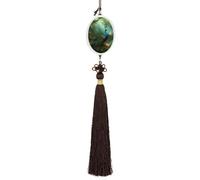 Peacock in Forest Car Pendant Sun Catcher Crystal Ornament for Rearview Mirror, Elegant Car Hanging Ornament with Tassel for Home & Office Decor