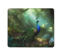 Peacock in forest Mouse Pad with Stitched Edge, Comfortable Mouse Pads with Non-Slip Rubber Base Gaming Mouse Mat Washable Mousepads Computers Laptop Desk Accessories for Office 7.9 x 9.5 in