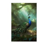 Peacock in Forest Poster Self Adhesive, Vertical Wall Art, Decorative Wall Poster for Cabinets, Drawers - Easy Apply & Remove for Home, Dorm, Office