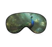 Peacock in Forest Sleep Mask for Women Men, Soft Eye Mask with Adjustable Strap for Sleeping, Light Blocking Travel Blindfold for Nap Comfortable Eye Cover for Home Office