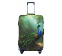 Peacock in Forest Travel Luggage Cover Elastic Washable Suitcase Cover Protector Fashion Stretch Baggage Covers Dustproof Suitcase Sleeve Fits 18-32 inch Luggage S
