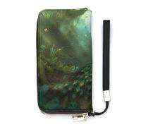 Peacock in Forest Wallet, Elegant Wristlet Wallet with Multi-Card Slots, PU Leather Long Purse for Women, Men
