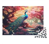 Peacock in Garden-Fantasy Art Style 1000pc Jigsaw Featuring Unique Shapes Favourites Jigsaw As Anti-stress Puzzles for Digital Detox Activities And Retirement Gifts 70x50cm/1000pcs