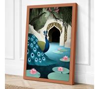 Peacock in Hidden Garden Boho Canvas Wall Art Print 36x24 Inch