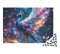 Peacock in Starlight Recycled Cardboard Jigsaw Puzzle for Kids with Attention-Deficit Starry Peacock Issues 1000 Pieces Classic Educational Games 38x26cm/1000pcsPeacock in Starlight