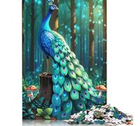 Peacock in The Forest Puzzles 500 Pieces Wood Puzzle Jigsaws for Adults Educational Game Challenge Toy 500pcs (52x38cm)