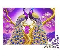 Peacock Jigsaw Puzzle Dual Plume Elegance 1000 Pieces Cardboard Sturdy Smooth Quiet Time Hobby Travel Staycation for Adults Couples Beginners 52x38cm/1000pcs