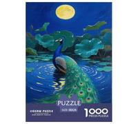 Peacock Jigsaw Puzzles 1000 Piece Challenge Game for Adults,Peaceful Lotus Pond Impossible Jigsaw Puzzle 1000 Pieces Educational Game Home Decoration 38x26cm/1000pcs