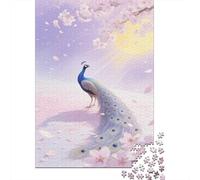 Peacock Jigsaw Puzzles Puzzles for Adults Kids. 1000 Pieces Cherry Blossoms Moon Great Gifts Challenge Toy Home Decoration for Gifts 1000pcs (75x50cm)