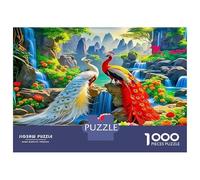Peacock Jigsaws 1000 Pieces for Adults with Precision Cut Centenary Jigsaws Two Peacocks & Falls As A Stress Relief Puzzle for Fun Activity for Home 52x38cm/1000pcs