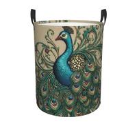 Peacock Laundry Basket With Handles Foldable Oxford Cloth Tote Bag Laundry Hamper Waterproof Clothes Storage Bucket Toy Organizer For Laundry Room/Bathroom/Bedroom/Dormitories