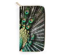 Peacock Leather Wallet, Bifold Stylish Wallets, Credit Card Holder for Passport Covers, Purse Passport Bag for Men Women