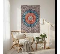 Peacock Mandala Tapestry for Bedroom Indian Aesthetic Bohemian Wall Hangings Tapestries Trippy Hippie Tapestry Psychedelic Decor Bedspread Meditation Yoga Mat Rug - 76x102 CM, Golden Blue