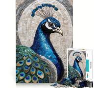 Peacock Mosaic Art 1000 Piece Jigsaw Puzzles for Adults Jigsaw Fine Logic Toy Quiet Fun Neat Edge Memorable Gift (38x52cm)