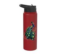 Peacock Motif Blue Peacocks Wheel Cute Peacock Stainless Steel Insulated Water Bottle
