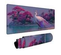 Peacock Mouse Mat 64x32in, Gaming Mouse Pad Beach, Desk Mat with Non-Slip Rubber Base, Gaming Accessories, Mousepad with Stitched Edge, Office Accessories Keyboard Mousepad, for Office Laptop P-3203