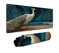 Peacock Mouse Mat 64x32in, Gaming Mouse Pad Waves, Desk Mat with Non-Slip Rubber Base, Gaming Accessories, Mousepad with Stitched Edge, Office Accessories Keyboard Mousepad, for Office Laptop 4-5874
