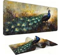 Peacock Mouse Pad 1500x800mm, Gaming Accessories Mouse Mat - Mousepad with Non-Slip Base and Stitched Edge Compatible with Laser and Optical Mice Table Pad for Gaming Office Work Animal j0zj-749