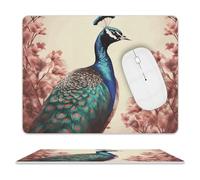 Peacock Mouse Pad for Office, Leather Mouse Mat with Non-Slip Base, Waterproof Desk Pad Protector for Home, Personalized Mouses Mat for Travel, Outdoor, 10" X 8"
