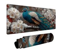 Peacock Mouse Pad Large, Flower Gaming Mouse Mat 64x32in, Desk Mat with Stitched Edge, XXL Mousepad Non-Slip Rubber Base, Office Accessories, Keyboard Pad, for Computers Gaming Accessories C-9837