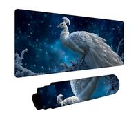 Peacock Mouse Pad Large, Starry Sky Gaming Mouse Mat 64x32in, Desk Mat with Stitched Edge, XXL Mousepad Non-Slip Rubber Base, Office Accessories, Keyboard Pad, for Computers Gaming Accessories I-9392