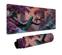 Peacock Mouse Pad Large, Tree Gaming Mouse Mat 64x32in, Desk Mat with Stitched Edge, XXL Mousepad Non-Slip Rubber Base, Office Accessories, Keyboard Pad, for Computers Gaming Accessories, Gifts 0-7717