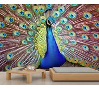 Peacock Mural Beautiful Peacock Wallpaper Magnificent Birds Wall Mural Extra Large Panoramic Wallpaper Hotel Restaurant Lobby Custom Wall Paper (Non-self-Adhesive)
