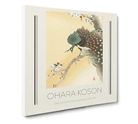 Peacock On A Cherry Blossom Tree By Ohara Koson Canvas Print | Gallery Wrapped 30mm Frame Wall Art | 14x14 inches | Ready to Hang | Asian Floral Picture | Living Room Bedroom Lounge Office