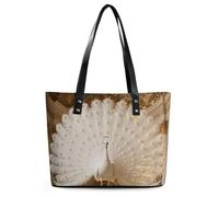 Peacock on Gilded Rail Tote Bag for Women Top Handle Purses Leather Handbags Casual Work Tote Travel Shoulder Bag