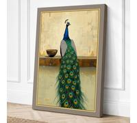 Peacock on the Shelf Canvas Wall Art Print 24x16 Inch (61 x 41 cm)