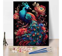 Peacock Paint by Numbers for Adults DIY Bird Animals Paint by Numbers Artwork Beautiful Peacock Paint by Numbers Artwork Modern Man Lady Painting Gifts for Living Room Office Wall Decor 16x20 Inch