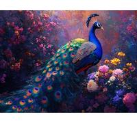 Peacock Paint by Numbers for Adults, Paint by Numbers Flower, Craft Oil Painting Kits for Kids with Paintbrushes and Acrylic Pigment, Adults Canvas Kits for Home Room Wall Decor 110x80cm, Model 133