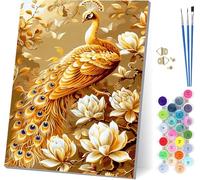 Peacock Paint by Numbers for Adults With Frame, Paint by Numbers Flower, Easy Diy Oil Painting Kits on Canvas with Brushes, Hobbies for Women, Painting for Home Wall Decor Gifts 20x26 inch Z-2781