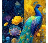 Peacock Paint by Numbers for Children Peony Paint by Number Canvas 90X90CM, DIY Acrylic Oil Paintngs Adults Beginners Art Craft Kits with 3 Brushes and Acrylic Pigment, Home Decor, Gifts for Women