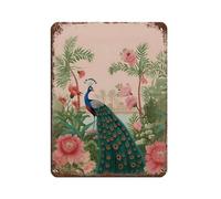 Peacock Painting, Tropical Wall Art Tin Sign Vintage Metal Pub Club Cafe Bar Home Wall Art Decoration Poster Retro 12x16inch(30x40cm)