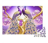 Peacock Pair 1000 Piece Jigsaw Puzzle for Adults Purple Tree Puzzle Game for Family Relaxation Home Decor 52x38cm/1000pcs