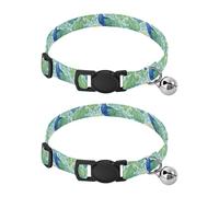 Peacock Paisley Floral Dog Collar 2 Pack Soft Cat Collar Adjustable Length 10.6" to 17.1"